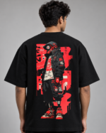 DERANCE Men Printed Round Neck Pure Cotton 240GSM Black T-Shirt - Image 2