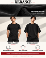 DERANCE Men Printed Round Neck Pure Cotton 240GSM Black T-Shirt - Image 4